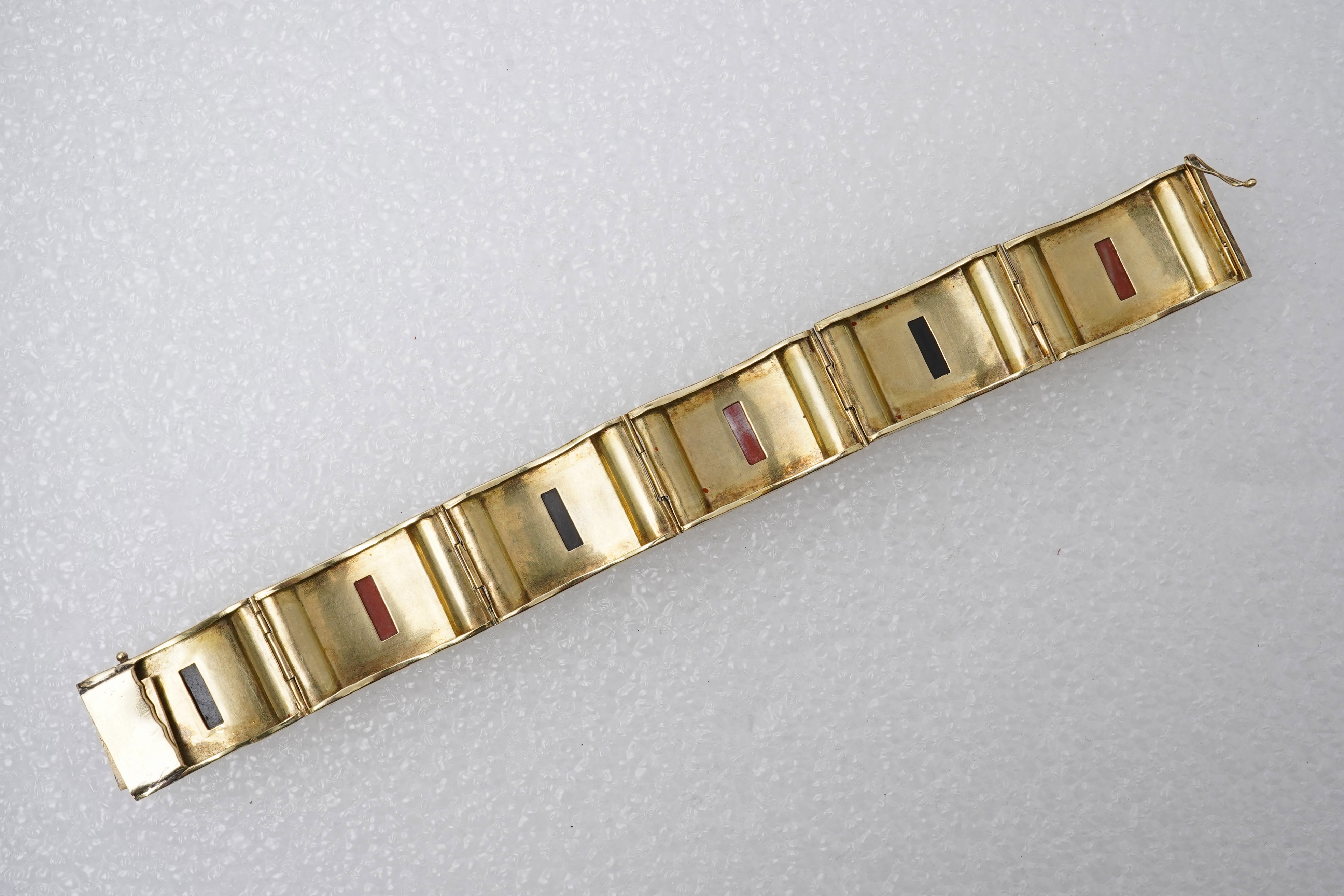 A gold, coral and onyx bracelet, Austria, mid 20th century